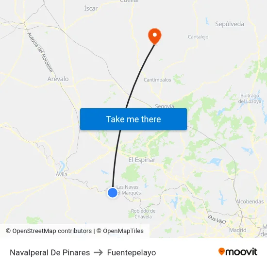 Navalperal De Pinares to Fuentepelayo map