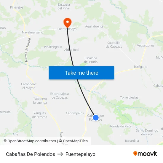 Cabañas De Polendos to Fuentepelayo map