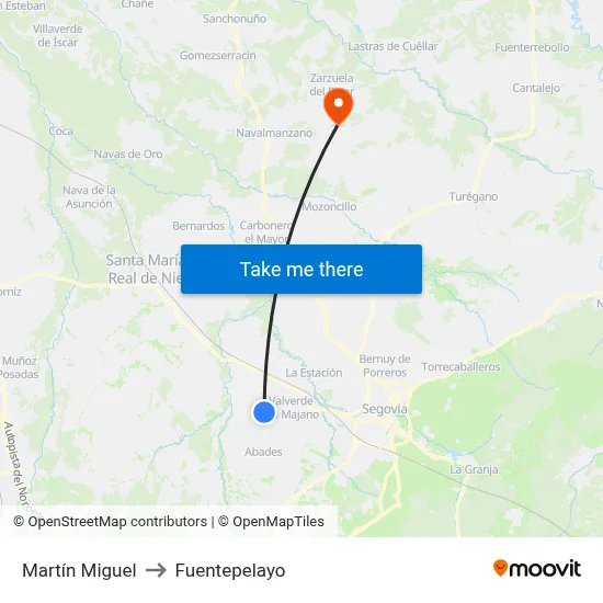 Martín Miguel to Fuentepelayo map