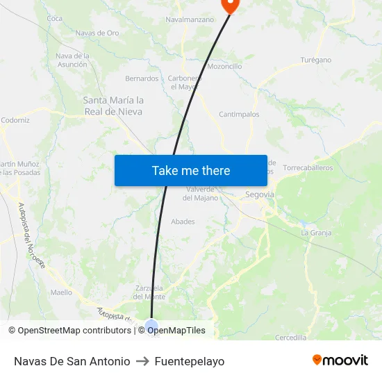 Navas De San Antonio to Fuentepelayo map
