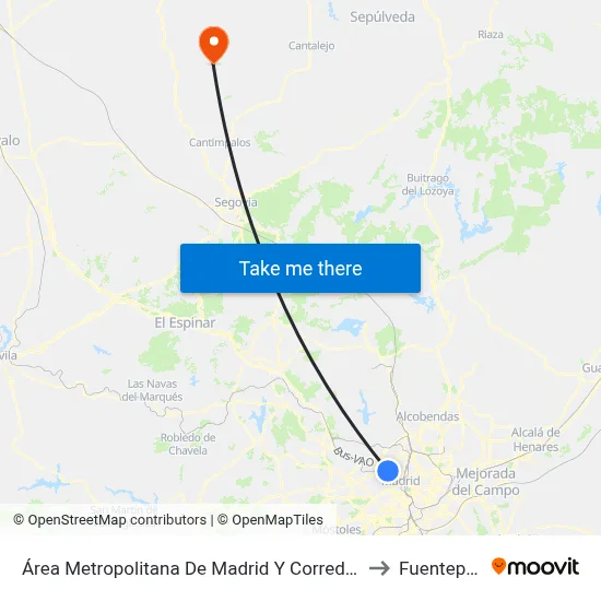 Área Metropolitana De Madrid Y Corredor Del Henares to Fuentepelayo map