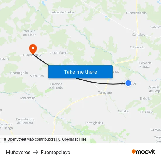 Muñoveros to Fuentepelayo map