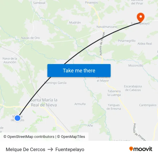 Melque De Cercos to Fuentepelayo map