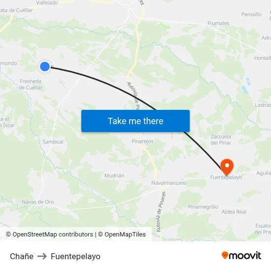 Chañe to Fuentepelayo map