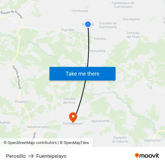 Perosillo to Fuentepelayo map