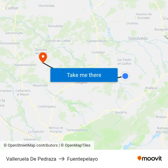 Valleruela De Pedraza to Fuentepelayo map