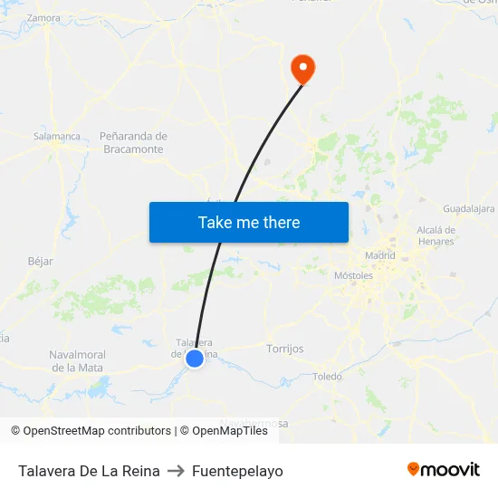 Talavera De La Reina to Fuentepelayo map