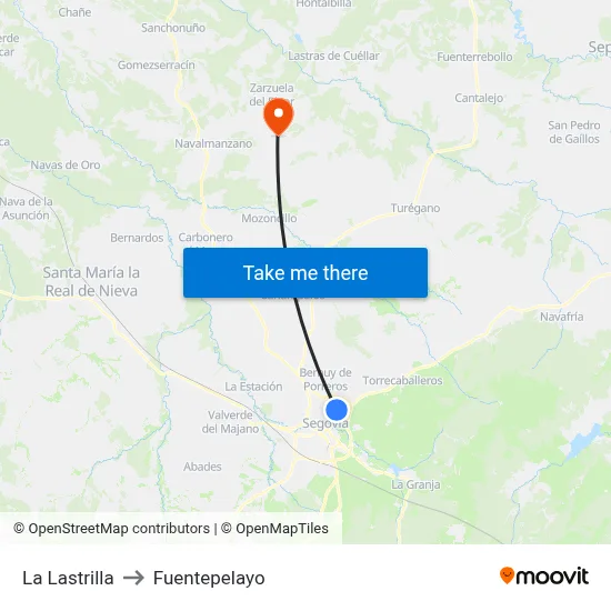 La Lastrilla to Fuentepelayo map