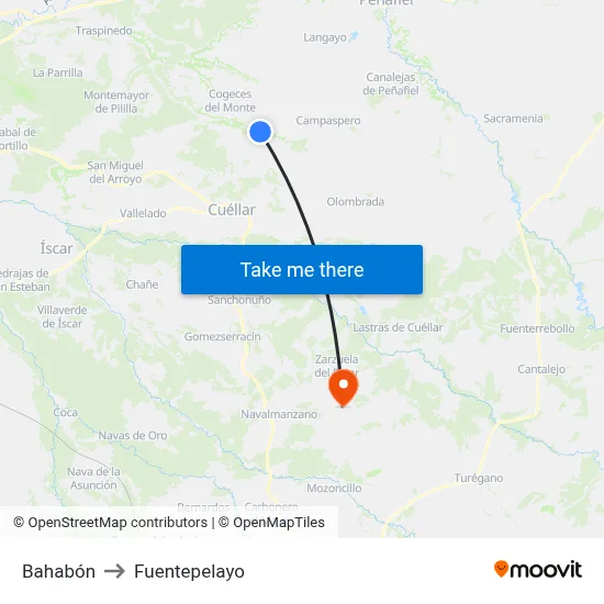 Bahabón to Fuentepelayo map