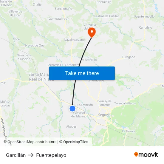 Garcillán to Fuentepelayo map