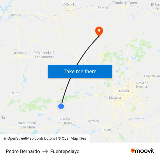 Pedro Bernardo to Fuentepelayo map