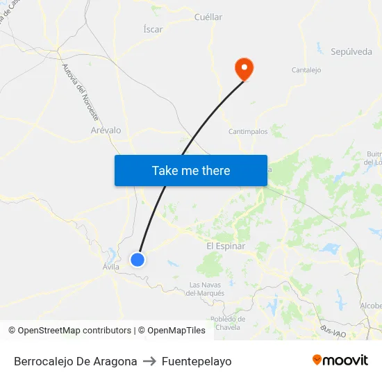Berrocalejo De Aragona to Fuentepelayo map