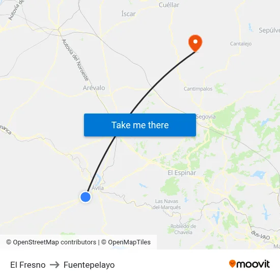 El Fresno to Fuentepelayo map