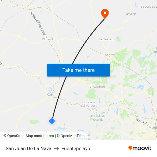 San Juan De La Nava to Fuentepelayo map