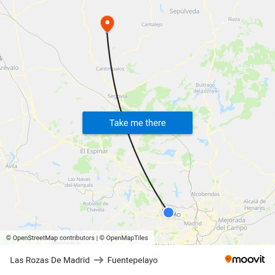 Las Rozas De Madrid to Fuentepelayo map