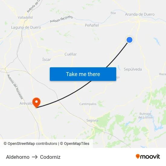 Aldehorno to Codorniz map