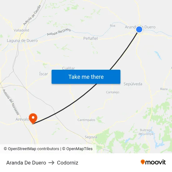 Aranda De Duero to Codorniz map