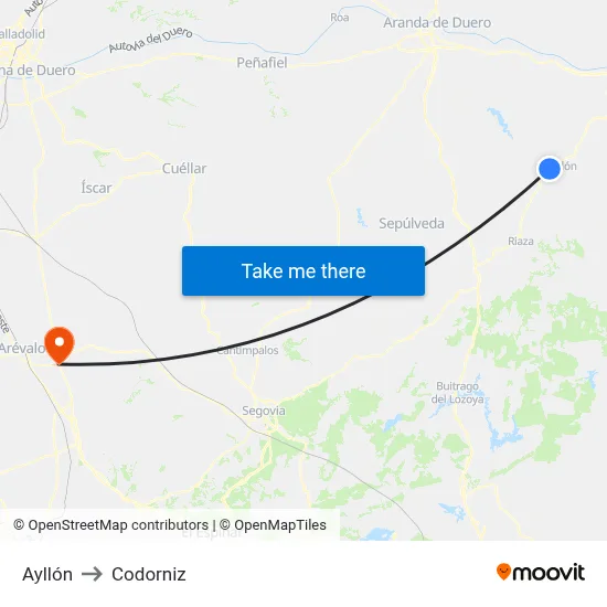 Ayllón to Codorniz map