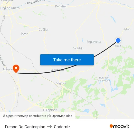 Fresno De Cantespino to Codorniz map