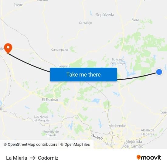 La Mierla to Codorniz map