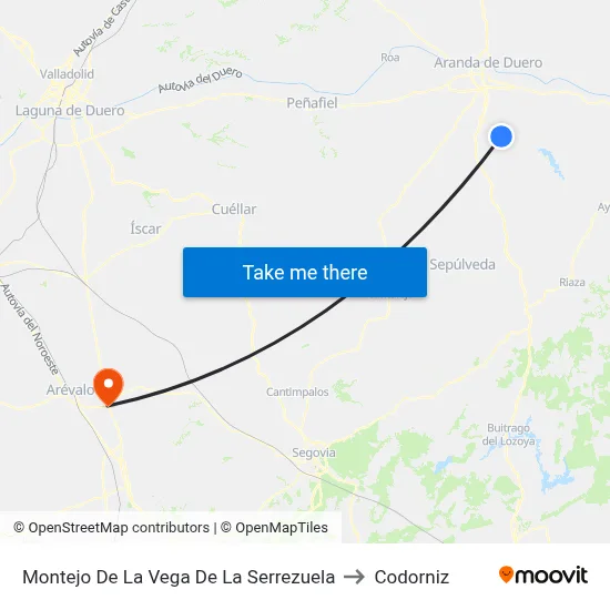 Montejo De La Vega De La Serrezuela to Codorniz map