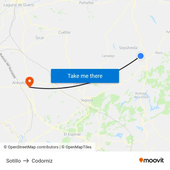 Sotillo to Codorniz map