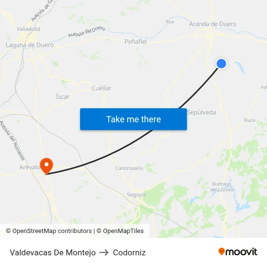 Valdevacas De Montejo to Codorniz map