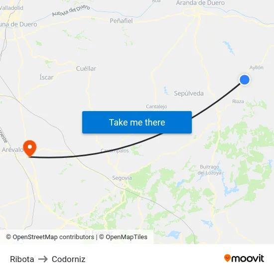 Ribota to Codorniz map