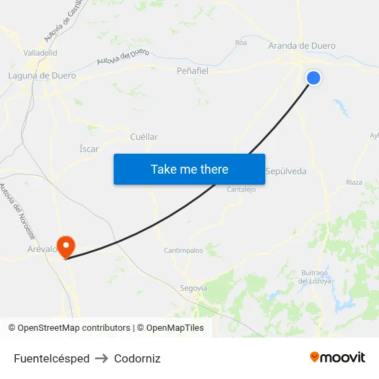 Fuentelcésped to Codorniz map
