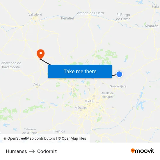 Humanes to Codorniz map