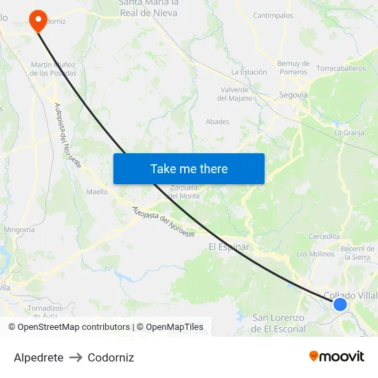 Alpedrete to Codorniz map