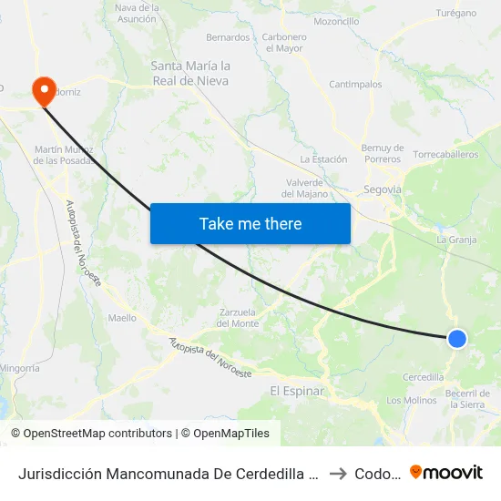 Jurisdicción Mancomunada De Cerdedilla Y Navacerrada to Codorniz map