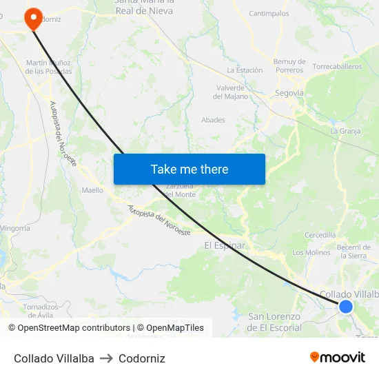 Collado Villalba to Codorniz map
