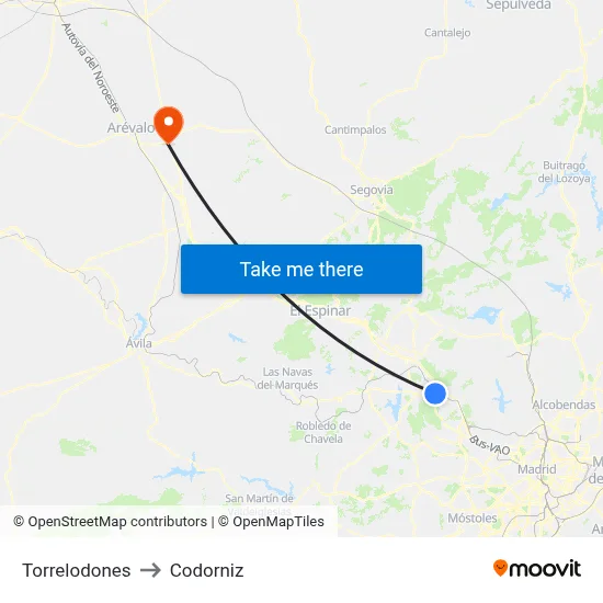 Torrelodones to Codorniz map