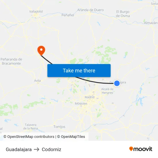 Guadalajara to Codorniz map