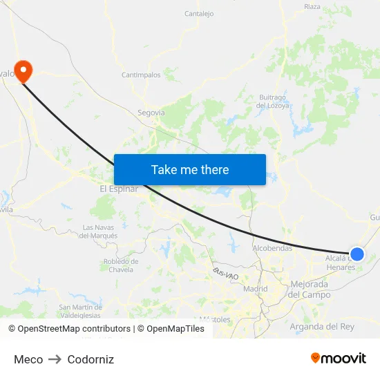 Meco to Codorniz map