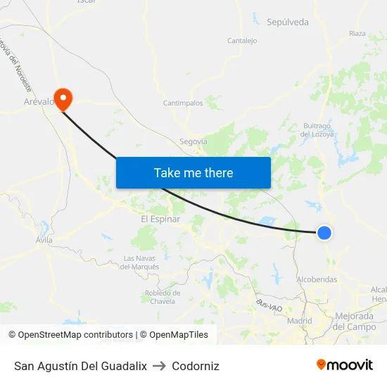 San Agustín Del Guadalix to Codorniz map