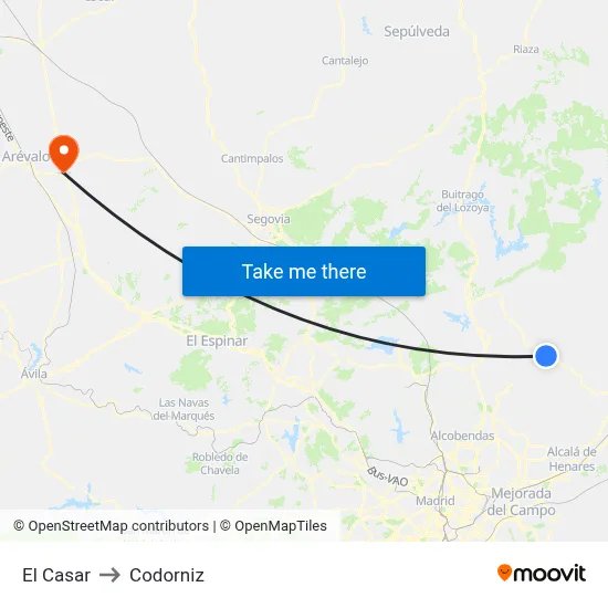 El Casar to Codorniz map