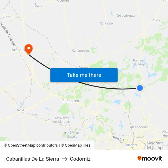 Cabanillas De La Sierra to Codorniz map