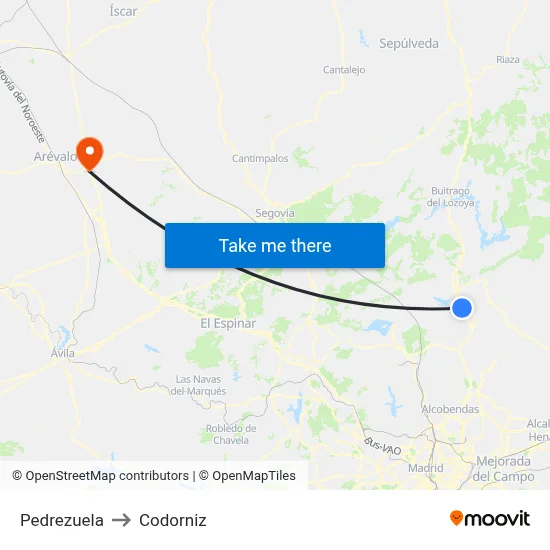 Pedrezuela to Codorniz map