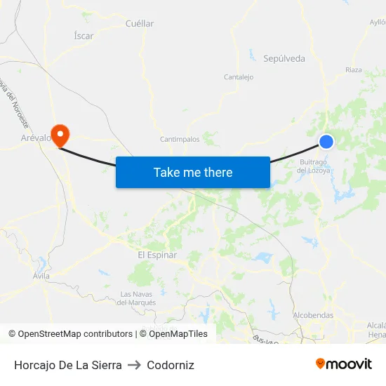 Horcajo De La Sierra to Codorniz map