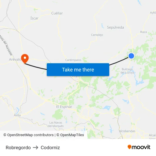 Robregordo to Codorniz map