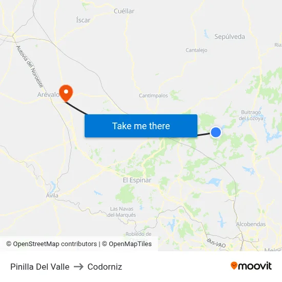 Pinilla Del Valle to Codorniz map