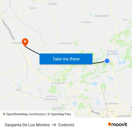 Garganta De Los Montes to Codorniz map
