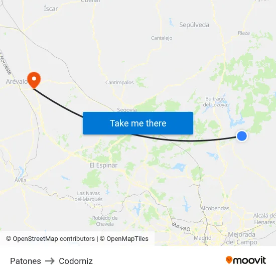 Patones to Codorniz map