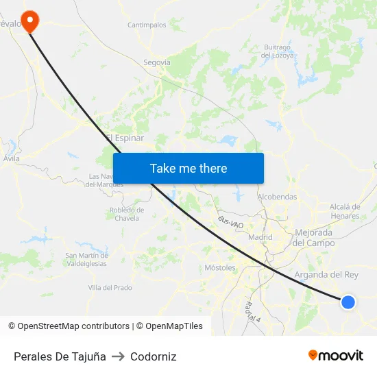 Perales De Tajuña to Codorniz map