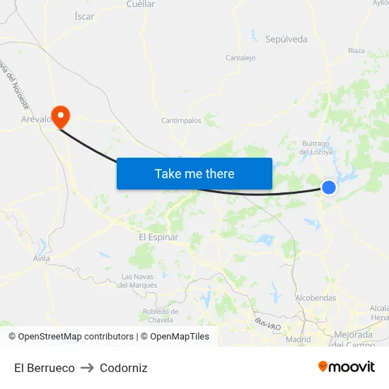 El Berrueco to Codorniz map