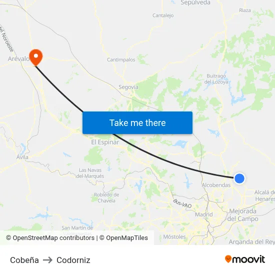 Cobeña to Codorniz map
