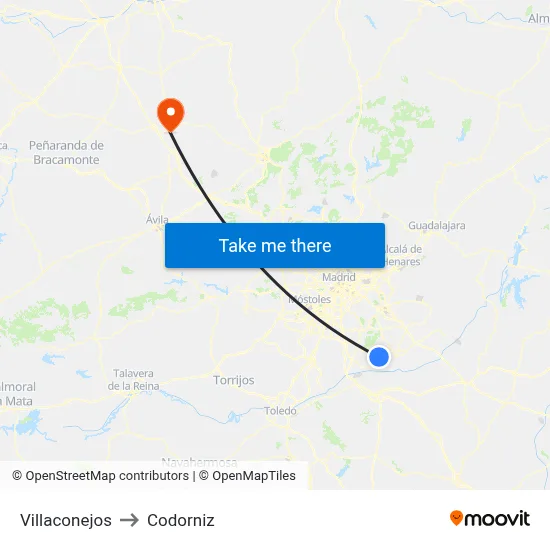 Villaconejos to Codorniz map