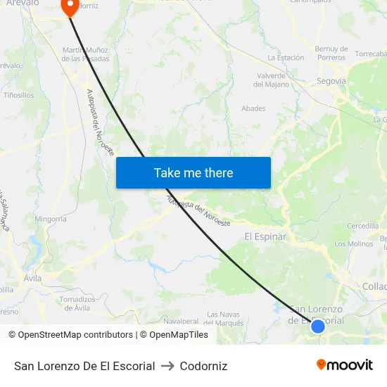 San Lorenzo De El Escorial to Codorniz map